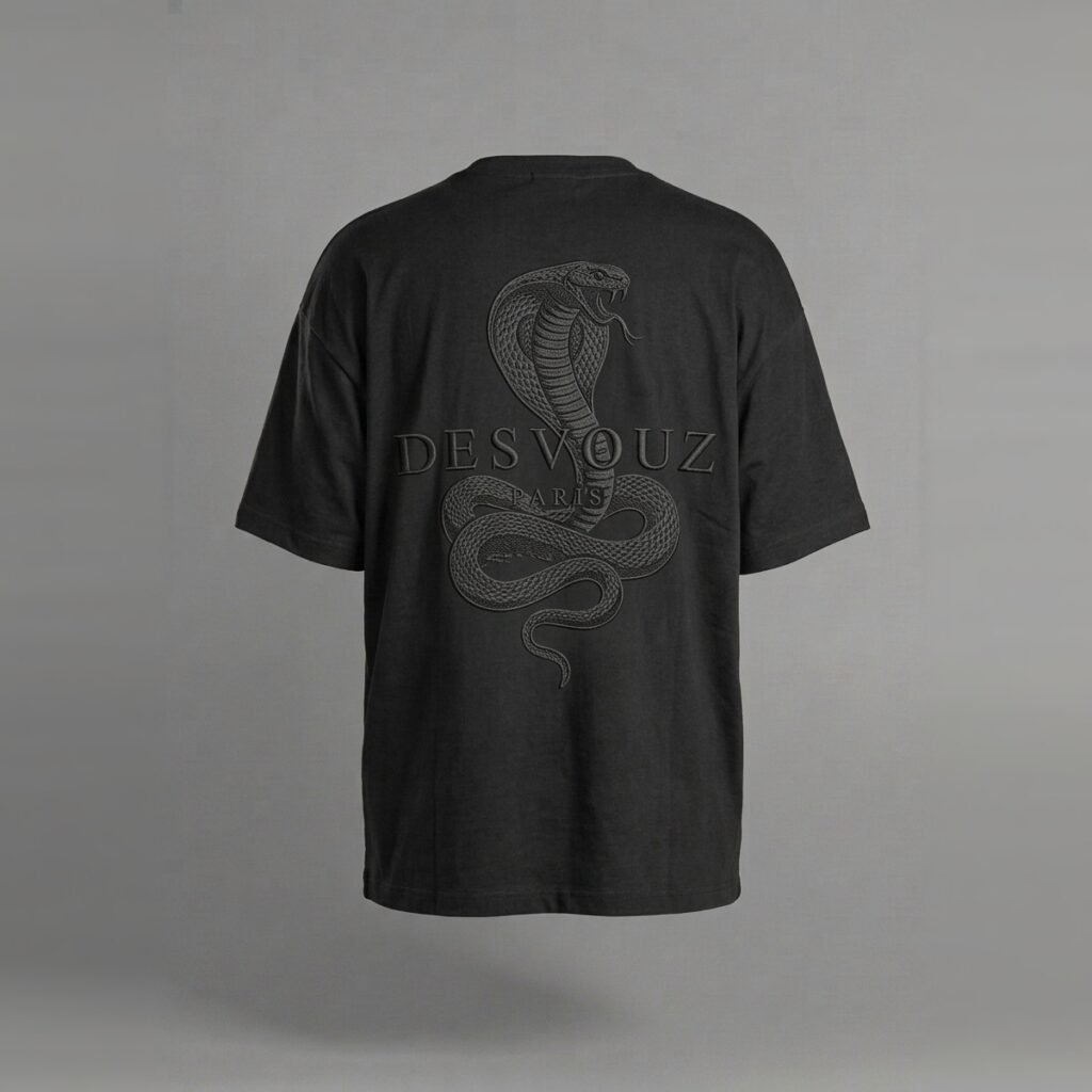 T-shirt Black Cobra Embroidered